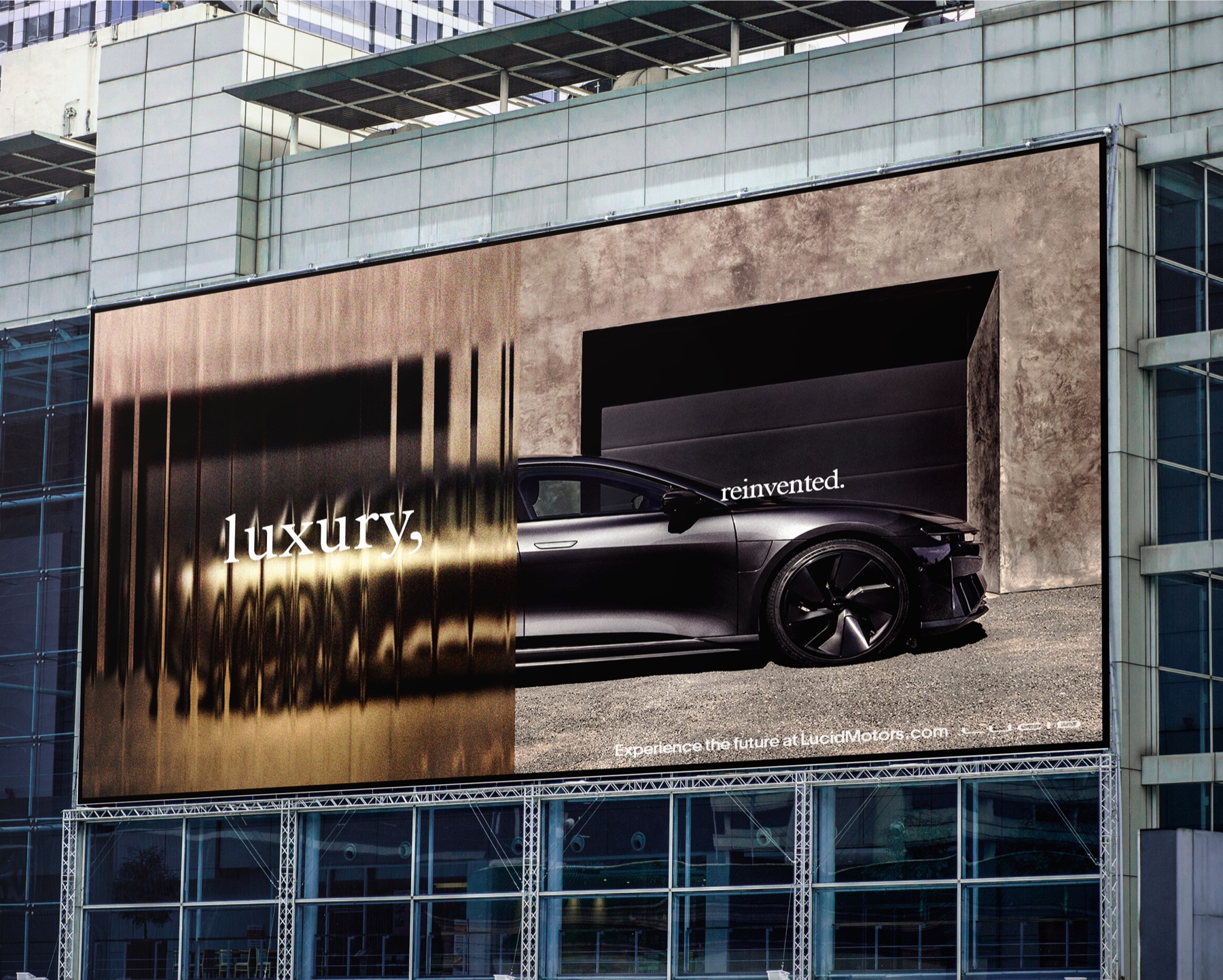 Lucid Motors billboard — luxury, reinvented