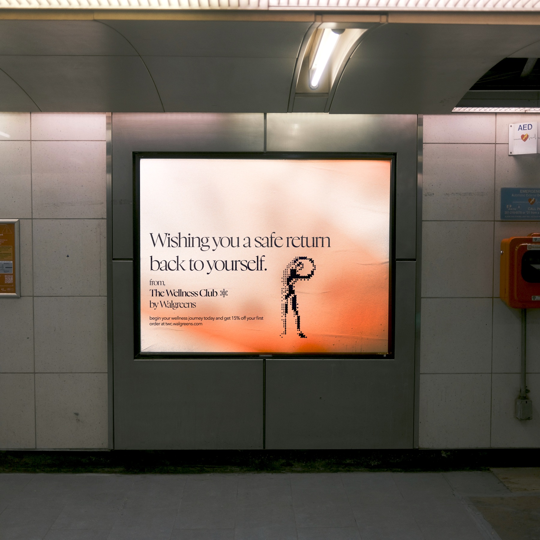 The Wellness Club metro billboard — wishing you a safe return
